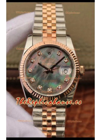 Rolex Datejust 36MM Movimiento Cal.3135 Reloj Réplica Suizo en Acero 904L Caja en Dos TonosPearl Dial