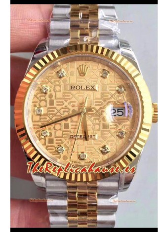 Rolex Datejust 41MM Movimiento Cal.3135 Movement Reloj Réplica Suizo En Acero 904L Caja tipo Computadora en Dos Tonos