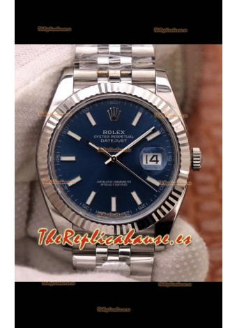 Rolex Datejust 41MM Movimiento Cal.3135 Reloj Réplica Suizo en Caja de Acero 904L Dial Azul