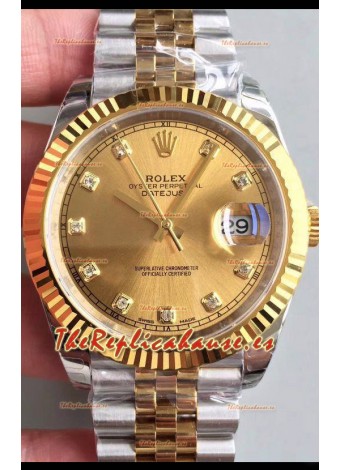 Rolex Datejust 41MM Movimiento Cal.3135 Reloj Réplica Suizo en Acero 904L Caja en Dos Tonos