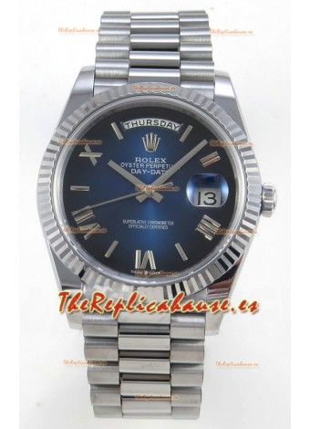 Rolex Day Date Super Clone Dial Azul Romanos 40MM 220 Gramos Reloj Réplica Suizo