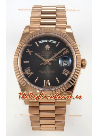 Rolex Day Date Super Clone Dial Ombre Marrón 40MM 220 Gramos Reloj Réplica Suizo