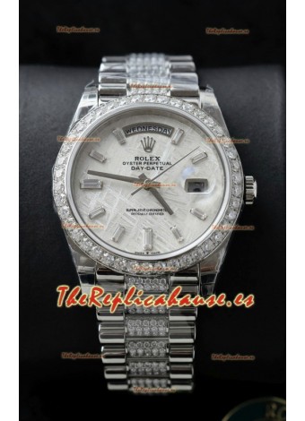 Reloj Rolex Day Date Presidential Acero Inoxidable Dial Meteorito 40MM - Calidad Espejo 1:1
