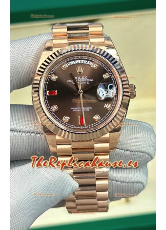 Reloj Rolex Day Date Presidential Oro Rosado 18K 40MM - Dial Marrón Calidad Espejo 1:1