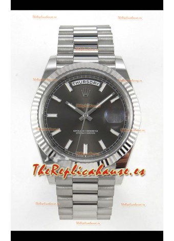 Rolex Day Date Super Clone Dial Gris 40MM 210 Gramos Reloj Réplica Suizo