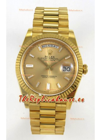 Rolex Day Date Super Clone Dial Dorado 40MM 220 Gramos Reloj Réplica Suizo