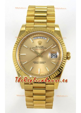 Rolex Day Date Super Clone Dial Dorado 40MM 220 Gramos Reloj Réplica Suizo