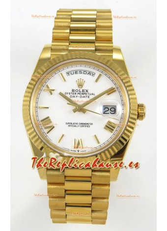 Rolex Day Date Super Clone Dial Blanco 40MM 220 Gramos Reloj Réplica Suizo