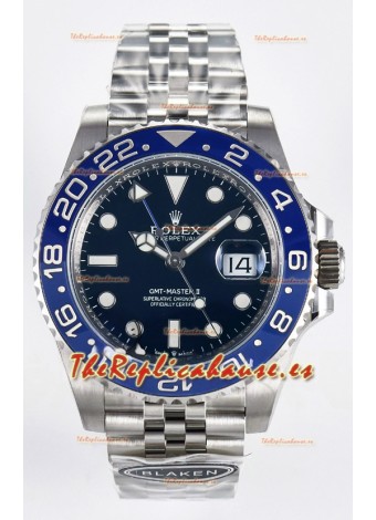 Rolex GMT Masters II Super Clone 126716 "Blaken" Reloj de Acero 904L con Dial Azul