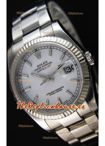 Rolex Datejust 36MM Cal.3135 Movement Reloj Réplica Suizo Dial Blanco Oyster Strap - Ultimate 904L Steel Watch 