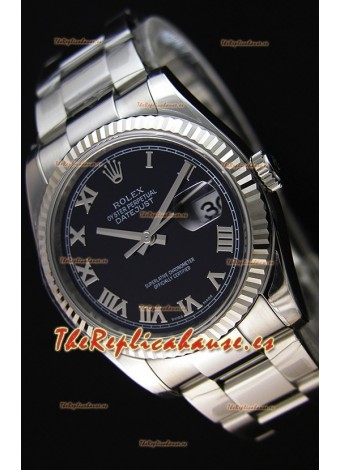 Rolex Datejust 36MM Cal.3135 Movement Reloj Réplica Suizo Dial Negro Oyster Strap - Ultimate 904L Steel Watch 