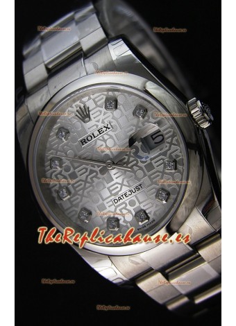 Rolex Datejust 36MM Cal.3135 Movement Reloj Réplica Suizo en Acero color Blanco, Dial en Acero