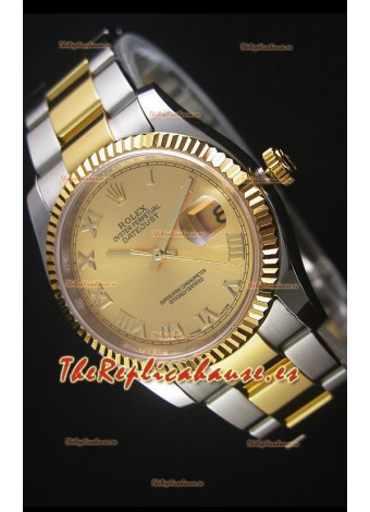 Rolex Datejust Reloj Réplica Japonés -  Chapado en Dos Tonos Dial en Oro en Caja de 36MM