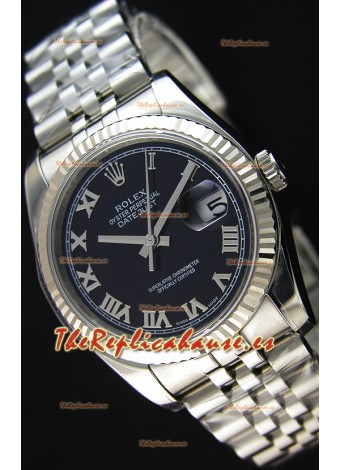 Rolex Datejust Reloj Réplica Japonés - Dial Negro en 36MM con correa Jubilee