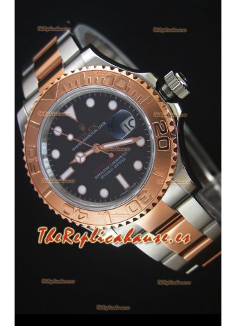 Rolex Yachtmaster Reloj Réplica Japonés Caja en Oro Rosado de dos Tonos Dial Marrón - 40MM