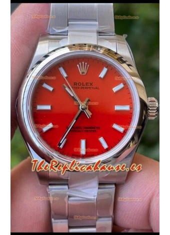 Rolex Oyster Perpetual REF#277200 31MM Movimiento y Réplica Suizo Dial Rojo Acero 904L Reloj Réplica Espejo 1:1