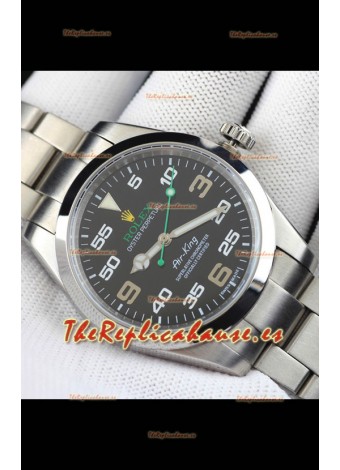 Rolex Air King Movimiento Japonés Reloj Réplica en Acero Inoxidable Dial Acero Negro 40MM