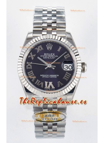Rolex Super Clone Datejust ETA 2688 Movement 31MM Reloj Acero Inoxidable Morado Dial Romanos