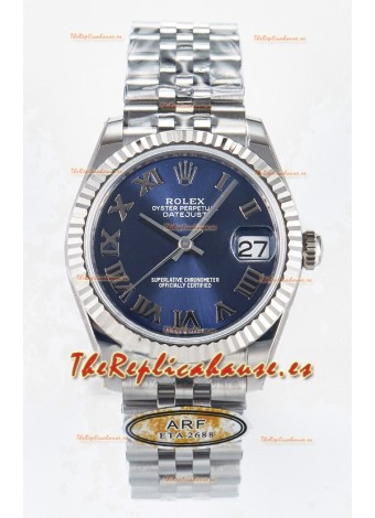 Rolex Super Clone Datejust ETA 2688 Movement 31MM Reloj Acero Inoxidable Dial Azul Romanos