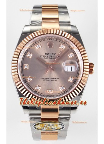 Rolex Super Clone Datejust ETA 3235 Movement 41MM Reloj Chapado en Oro Rosado Dos Tonos Dial Champange