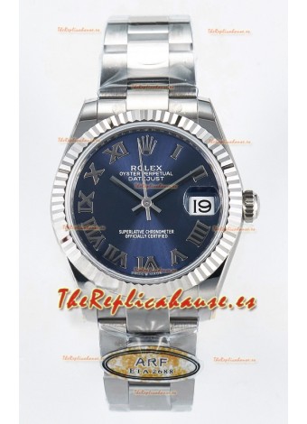Rolex Super Clone Datejust ETA 2688 Movement 31MM Reloj Acero Inoxidable Dial Azul Romanos