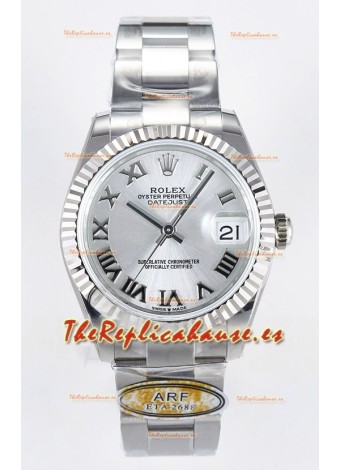 Rolex Super Clone Datejust ETA 2688 Movement 31MM Reloj Caja Acero Inoxidable Dial Acero Romanos
