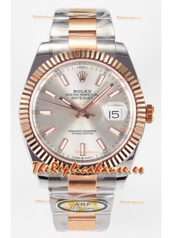 Rolex Super Clone Datejust ETA 3235 Movement 41MM Reloj Chapado en Oro Rosado Dos Tonos Dial Acero