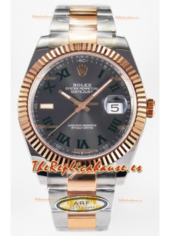 Rolex Super Clone Datejust ETA 3235 Movement 41MM Reloj Chapado en Oro Rosado Dos Tonos Dial Romanos