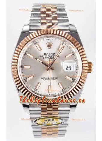 Rolex Super Clone Datejust ETA 3235 Movement 41MM Reloj Chapado en Oro Rosado Dos Tonos Dial Acero