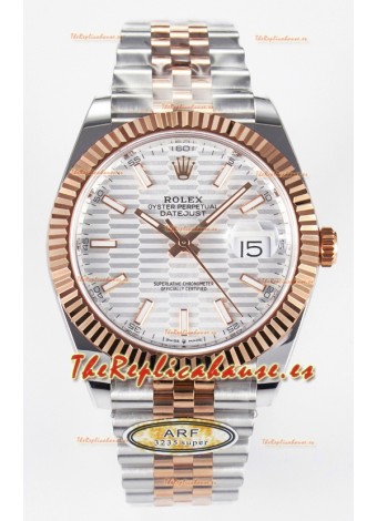 Rolex Super Clone Datejust ETA 3235 Movement 41MM Reloj Chapado en Oro Rosado Dos Tonos Dial Estriado
