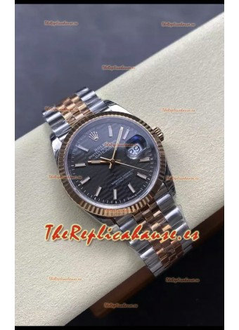 Rolex Super Clone Datejust ETA 3235 Movement 36MM Reloj Dos Tonos Amarillo Dial Gris Estriado