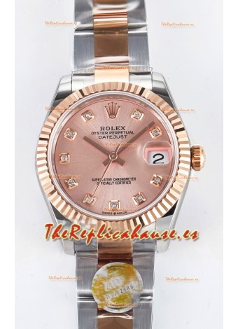 Rolex Super Clone Datejust ETA 2688 Movement 31MM Caja y Dial Oro Rosado Dos Tonos