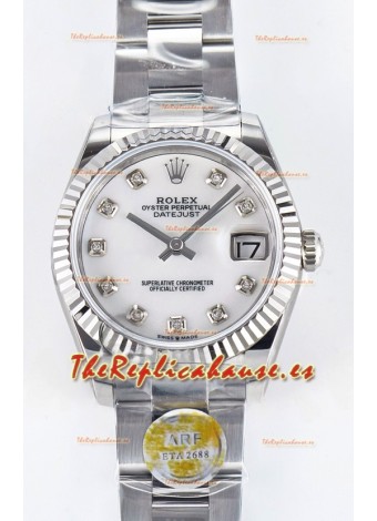 Rolex Super Clone Datejust ETA 2688 Movement 31MM Reloj Acero Inoxidable Dial Perla
