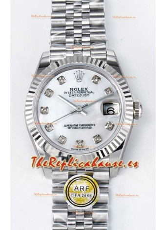 Rolex Super Clone Datejust ETA 2688 Movement 31MM Reloj Acero Inoxidable Dial Perla
