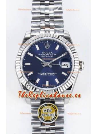 Rolex Super Clone Datejust ETA 2688 Movement 31MM Reloj Acero Inoxidable Dial Azul