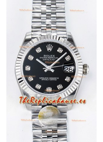Rolex Super Clone Datejust ETA 2688 Movement 31MM Reloj Acero Inoxidable Dial Negro
