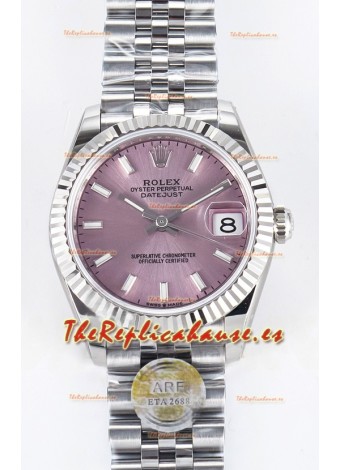 Rolex Super Clone Datejust ETA 2688 Movement 31MM Reloj Acero Inoxidable Dial Rosa 