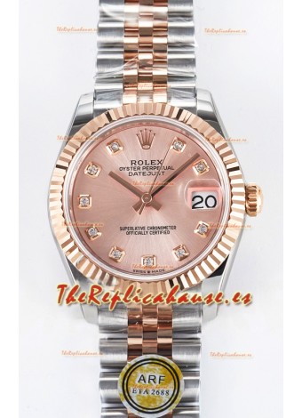 Rolex Super Clone Datejust ETA 2688 Movement 31MM Oro Rosado Dos Tonos Suizo Dial Champange