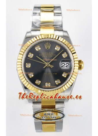 Rolex Super Clone Datejust ETA 2688 Movement 31MM Oro Amarillo Dos Tonos Dial Gris