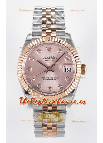 Rolex Super Clone Datejust ETA 2688 Movement 31MM Oro Rosado Dos Tonos Suizo Dial Champange