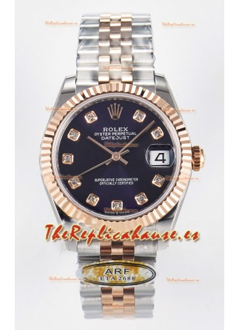 Rolex Super Clone Datejust ETA 2688 Movement 31MM Oro Rosado Dos Tonos Suizo Dial Morado