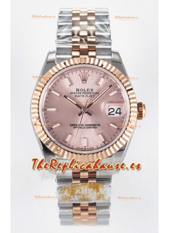 Rolex Super Clone Datejust ETA 2688 Movement 31MM Oro Rosado Dos Tonos Suizo Dial Champange