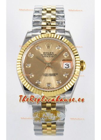 Rolex Super Clone Datejust ETA 2688 Movement 31MM Caja y Dial Oro Amarillo Dos Tonos