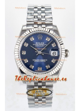 Rolex Super Clone Datejust ETA 2688 Movement 31MM Reloj Acero Inoxidable Dial Azul