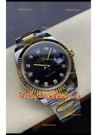Rolex Datejust M126333 41MM ETA3235 72 Horas Energía Dial Negro Diamantes Oyster Réplica Espejo 1:1 Oro Amarillo Acero 904L