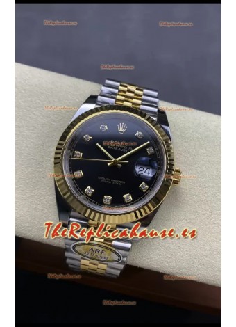 Rolex Datejust M126333 41MM ETA3235 72 Horas Energía Dial Negro Diamantes Jubilee Réplica Espejo 1:1 Oro Amarillo Acero 904L
