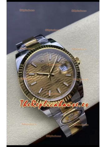 Rolex Datejust M126333 41MM ETA3235 72 Horas Energía Dial Estriado Oyster Réplica Espejo 1:1 Oro Amarillo Acero 904L