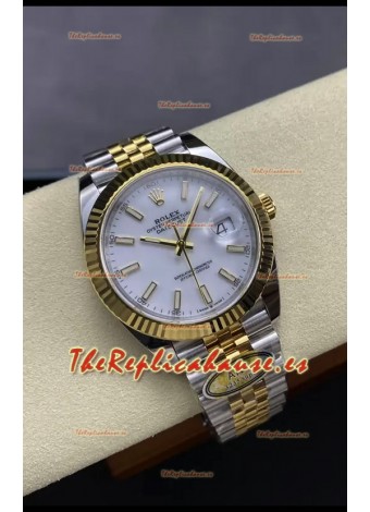 Rolex Datejust M126333 41MM ETA3235 72 Horas Energía Dial Blanco Jubilee Réplica Espejo 1:1 Oro Amarillo Acero 904L