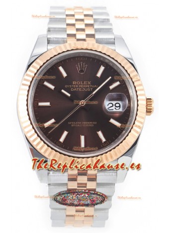 Rolex Datejust M126333 41MM ETA3235 72 Horas Energía Dial Marrón Jubilee Réplica Espejo 1:1 Oro Rosado Acero 904L