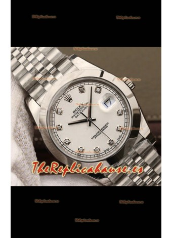 Rolex Datejust 41MM Cal.3135 Reloj Réplica Suizo a Espejo 1:1 Caja de Acero 904L Dial Blanco